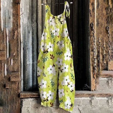 Jumpsuits for Women Ladies Printed Summer Sleeveless Backless Loose Long Playsuits Rompers Jumpsuit