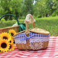 thumbnail image 3 of 1Pcs Lace Decor Large Capacity Handmade Camping Storage Basket Natural Wicker Basket with Handle Lid Camping Accessories, 3 of 10
