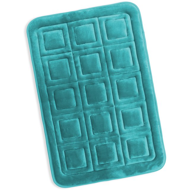 Clara Clark Bathroom Rugs, Velvet Memory Foam Bath Mat, Ultra Soft Non Slip and Absorbent - Waffled - Large - Teal
