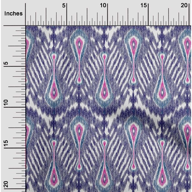 oneOone Viscose Chiffon Fabric Big Motif Ikat Print Fabric BTY 42 Inch Wide