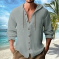 thumbnail image 3 of Chemise à Manches Longues pour Homme, Décontractée, Unie, Cardigan de Vacances, Chemises à Capuche, Hauts, 3 of 5