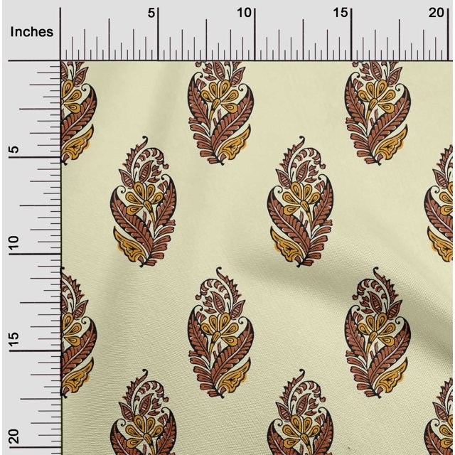 oneOone Tissu Polyester Lycra Imprimé Feuilles & Floral pour Couture BTY 56 Pouces de Large