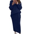 thumbnail image 4 of PVCS Womens Solid Color Round Neck Long Sleeve Cable Knitted Warm Two-Piece Skirt Sweater Suit Set, 4 of 6