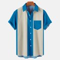 thumbnail image 1 of jsaierl T-shirt à Rayures Imprimé pour Homme, Chemise Décontractée à Col à Revers avec Poche Poitrine, Boutonnée, Mode d'Été, Manches Courtes, Coupe Ample, 1 of 4