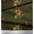 thumbnail image 2 of Soimoi Modal Satin Fabric Dot,Leaves & Periwinkle Floral Decor Fabric Printed Yard 42 Inch Wide, 2 of 3