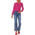 thumbnail image 2 of INSPIRE CHIC Women's Ruffle Neck Long Sleeve Blouse Shirts L Hot Pink-Solid, 2 of 6