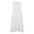 thumbnail image 4 of Meichang Robes de Printemps pour Femmes 2024 Robe Unie en Coton et Lin Décontractée à Col Rond Sans Manches Robes Maxi Robe d'Été de Plage et de Soleil avec Poches, 4 of 8