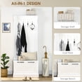 thumbnail image 4 of HOMCOM Hall Tree with Coat Rack, Storage and Sitting Bench, White, 4 of 10