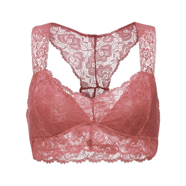 Bralettes for Women Lightly Lined Bra Feature V-Neck Soft Bra Style W-1818 Red L