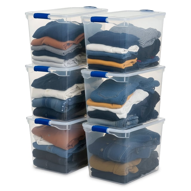 Homz Bacs de Rangement Empilables en Plastique Transparent de 112 Pintes, Lot de 6
