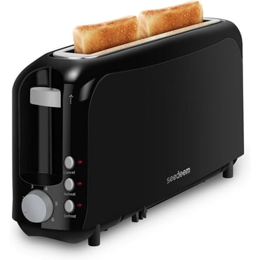 SEEDEEM Slim 2-Slice Toaster, 10" Long Slot,6 Shade Settings with Cancel, Reheat & Defrost, Auto Shut off, Removable Crumb Tray,Black