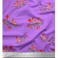 thumbnail image 1 of Soimoi Tissu de Canard de Coton Violet Baies Rouges & Bulbul Oiseau Tissus Imprimés par Yard 56 Pouces de Large, 1 of 3