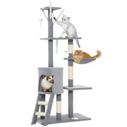 PawHut 53" Cat Tree Tower with Condo, Kitten Activity Centre, Grey