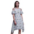 thumbnail image 1 of Bimba Robe Shift Épaules Dénudées Style Chic pour Femmes Imprimé Aquarelle Bleu Tunique d'Été - Moyen, 1 of 6