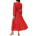 thumbnail image 3 of INSPIRE CHIC Robe Plissée pour Femme Manches Longues Bouffantes Col en V Robe avec Ceinture à la Taille m Rouge, 3 of 7