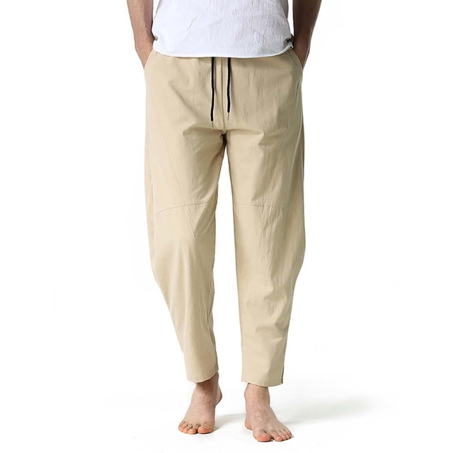 FcBaudy Full Length Pants Men Solid Color Pockets Rope Fashion Casual Beautiful Pants Men Pants