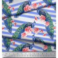 thumbnail image 3 of Soimoi Polyester Crepe Fabric Stripe,Floral & Peacock Bird Print Sewing Fabric Yard 52 Inch Wide, 3 of 3