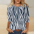 thumbnail image 2 of Pompotops T-shirt de Mode pour Femme Mi-Long Manches 3/4 Blouse Col Rond Hauts Décontractés Liquidation, 2 of 5