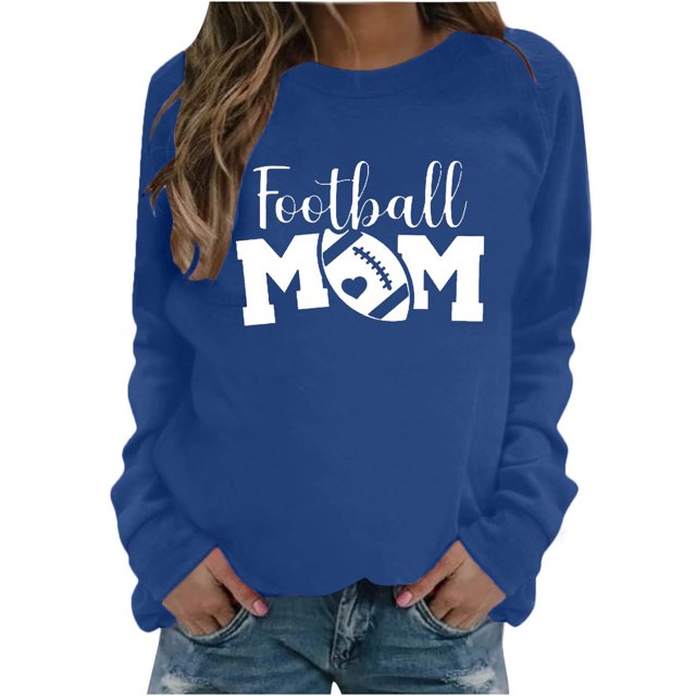 Pisexur Chandails en Molleton pour Femmes Imprimé Graphique Lettre Chandails en Molleton de Football pour Femmes Chandails en Molleton d'Automne Décontractés Col Rond Chandails en Molleton Manches Longues pour Femmes Blouses Coupe Ample Pull Tops