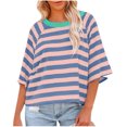 thumbnail image 1 of Penkiiy Chemise pour Femme en Lin à Manches 3/4, Chemise à Col Rond Unie à la Mode, Chemise à Manches Longues à Col Rond pour Femme/chemise m Bleu, 1 of 4