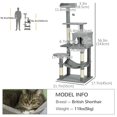 thumbnail image 2 of 56" Grey Multi-Level Cat Tree with Condo, Hammock & Scratching Posts - Indoor Cat Tower for Living Room & Bedroom Relaxation, 2 of 7