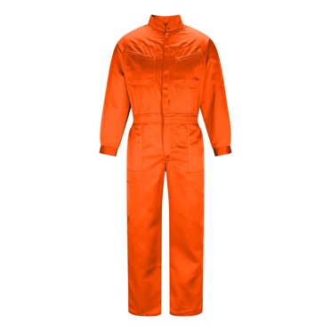 Fengqque Men's Long Sleeve Zip-Front Coverall Lightweight Work Coveralls Mechanic Overall Jumpsuit with Hood Orange 6(M)