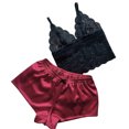 thumbnail image 2 of LSLJS Ensemble Deux Pièces pour Femmes en Dentelle Satinée, Camisole à Bretelles, Hauts, Shorts, Pyjama, Ensembles de Lingerie, 2 of 6