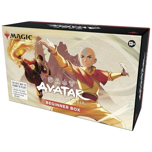 Magic: The Gathering / Avatar : The Last Airbender Boîte Débutant / Jeu de Cartes pour 2 Joueurs / Comprend 2 Jeux Tutoriels, 8 Demi-Jeux Thématiques, 2 Planches à Jouer, 2 Spindowns, et Plus