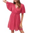 thumbnail image 1 of SMihono Robe d'Été Grande Taille pour Femmes 2023 Mode Imprimée Décontractée Printemps et Été Col en V Manches Courtes Longueur Genou, 1 of 4