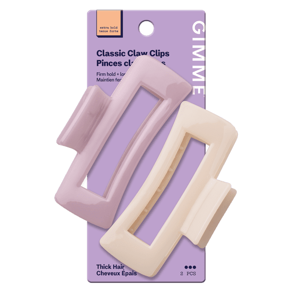 Gimme Beauty Acrylic Rectangle Claw Clip For Thick Hair, Purple & Cream
