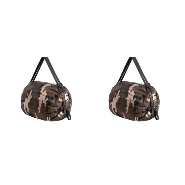 kurtrusly Sac de Rangement Réutilisable Pliable Écologique et Polyvalent Sac de Magasinage en Polyester Imperméable pour Voyage Sac de Plage Sac à Main Café camouflage 2 Ensembles