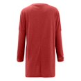 thumbnail image 4 of KIHOUT Spring Winter Womens Tops New Round Neck Long Sleeve Loose Pocket Solid Color Casual Top, 4 of 4