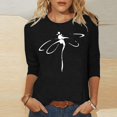 thumbnail image 2 of Pompotops T-shirt Ample Imprimé pour Femme, Blouse Mi-Longue à Manches 3/4, Col Rond, Hauts Décontractés, Liquidation, 2 of 4
