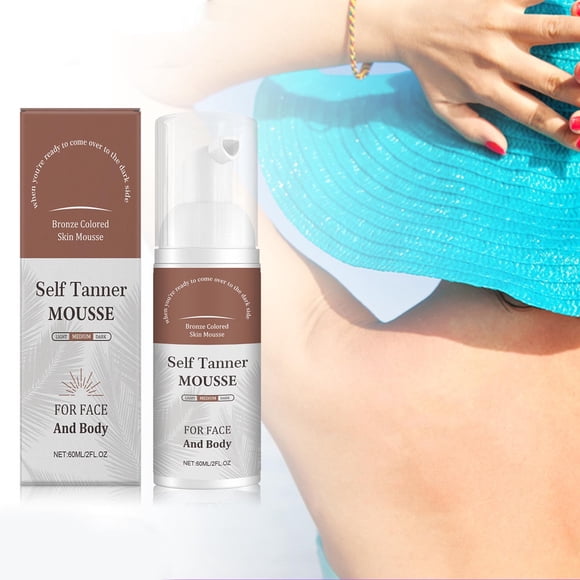 Natural Tanning Mousse - Antioxidant Moisturizing Foam for Face & Body, Brightening Self-Tanner with Anti-Aging Protection, 60ml Home Use