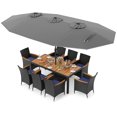 thumbnail image 1 of Costway 11 PCS Patio Wicker Dining Set with Double-Sided Outdoor Umbrella 8 Stackable Chairs, 1 of 9