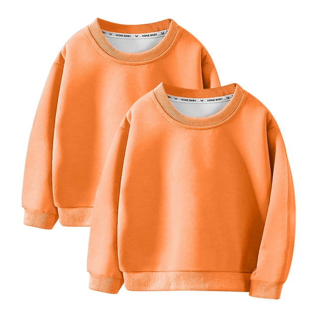 RXIRUCGD Chandail à Capuche Sport pour Enfants Garçon et Fille Col Rond Chandail à Manches Longues Couleur Unie (Orange, Taille : 6 Ans)