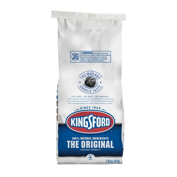 Kingsford® Original Charcoal Briquettes, BBQ Charcoal for Grilling, made with natural ingredients and real wood to give food an authentic smoky flavor –