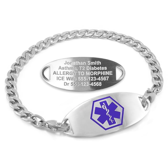 MedicEngraved Stainless Steel Custom Medical Alert Bracelet - 5mm Curb Link