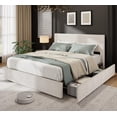 thumbnail image 1 of BeesClover Bed Frame with Tufted Wingback Headboard, Platform Corduroy Upholstered Bed Frame with 4 Storage Drawers and Wooden Slats Support, No Box Spring Needed, 1 of 8