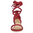 thumbnail image 2 of BLISSFUL STEP Women's Open Toe Lace Up Mid Chunky Heeled Sandals, 2 of 7