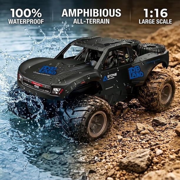 Hosim Voiture télécommandée 2 batteries, 4WD RC Offroad Camion tout