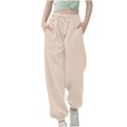 thumbnail image 4 of WENXIAOO Teen Boys Sweatpants Adjustable Drawstring Casual Pants With Pockets Solid Color Beige Boys School Pants Kids Spring Fall Pants Size 11-12 Years, 4 of 7