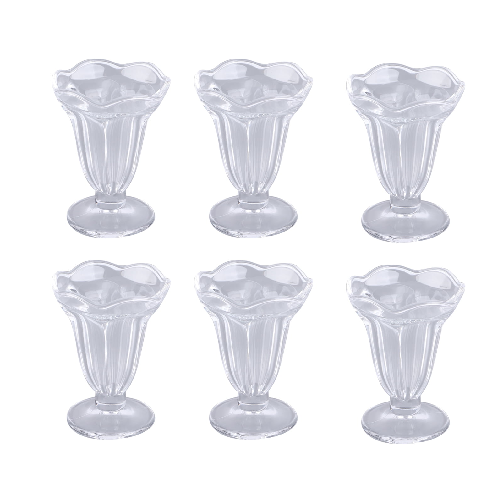 6pcs Ice Cream Cup Creative Unique Flower Sundae Glass Cup Multifunctional Transparent Dessert Cups