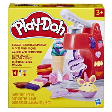 Play-Doh Glaces fantastiques avec 14 outils et 4 pots de pâte atoxique bicolore, dont 2 pailletées, pour enfants, dès 3 ans
