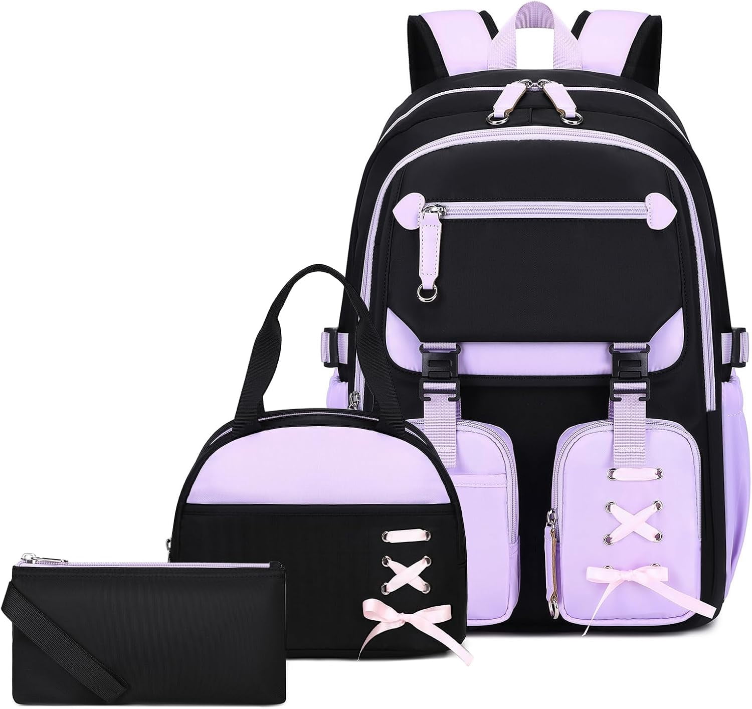 School Backpack Teenager Girls 3Pcs Casual Kids School Bag Set Stylish Girls Bookbag Casual Daypack