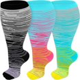 thumbnail image 1 of SUTENGDA 3 Pairs Plus Size Compression Socks for Women Men Wide Calf 20-30 mmHg Extra Large for Circulation Support Recovery XXL, 1 of 6