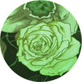 thumbnail image 1 of Ahgly Company Machine Washable Indoor Round Transitional Emerald Green Area Rugs, 3' Round, 1 of 7