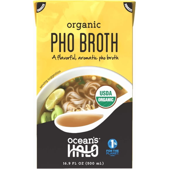 Ocean's Halo, Organic Pho Broth, Vegan, Shelf-Stable, Heat and Serve, 500 mL.