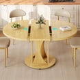 thumbnail image 3 of Virans 43.3"-59" Extendable Round Dining Table for 6-8,Kitchen Dining Table with Double Curved Base & Back Panel Buckle Top,Modern Circle Dinner Table for Kitchens,Dining Rooms,Living Rooms,Natrual, 3 of 9
