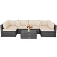 thumbnail image 2 of Costway 7PCS Patio Rattan Furniture Set Sectional Sofa Cushioned Garden Beige, 2 of 10